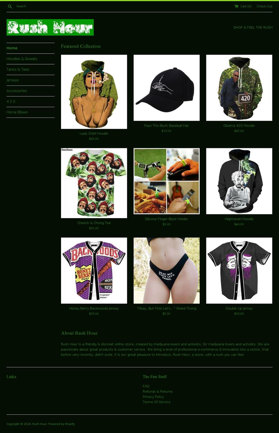 shoptherushhour.com shopify website screenshot