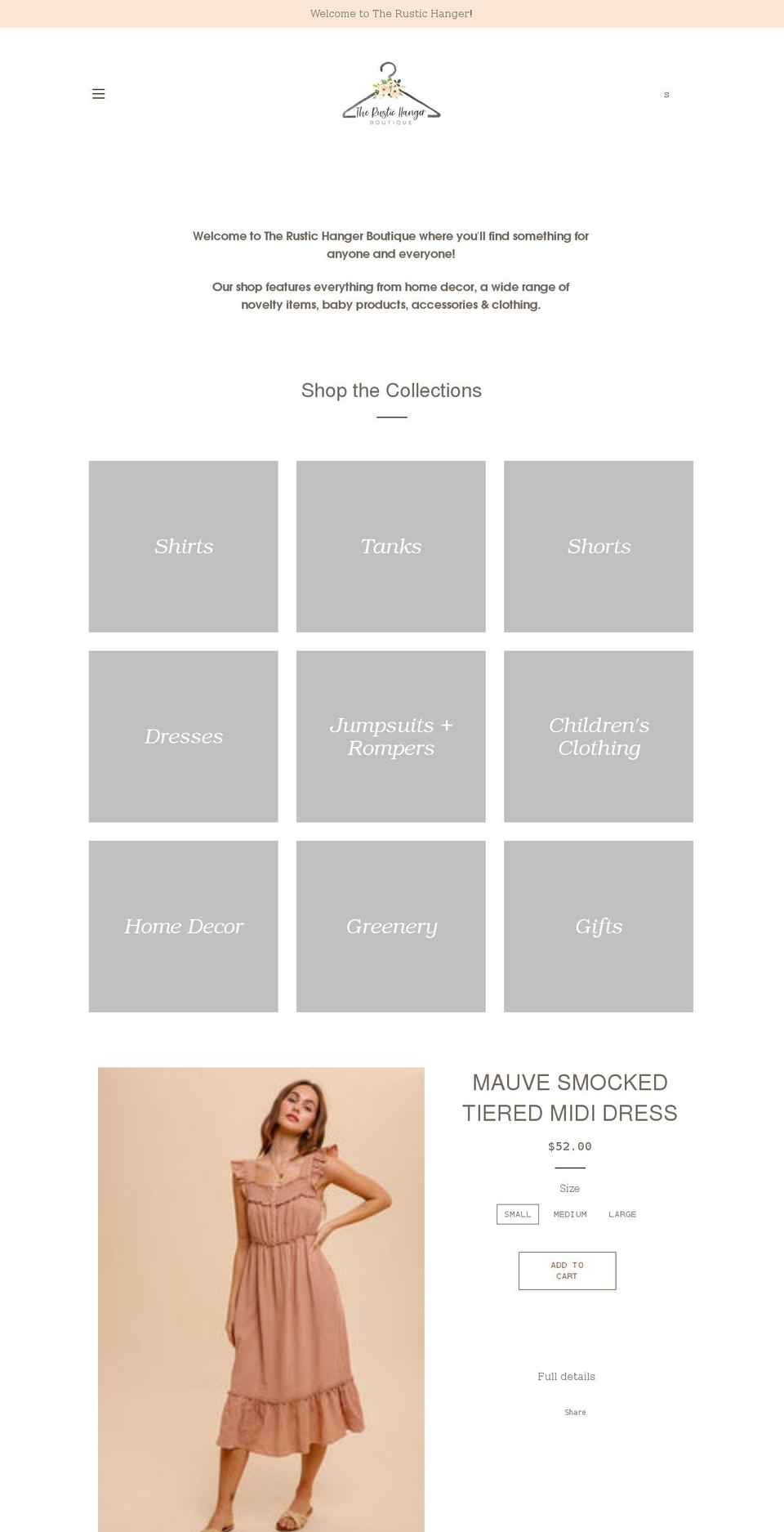 shoptherustichanger.com shopify website screenshot