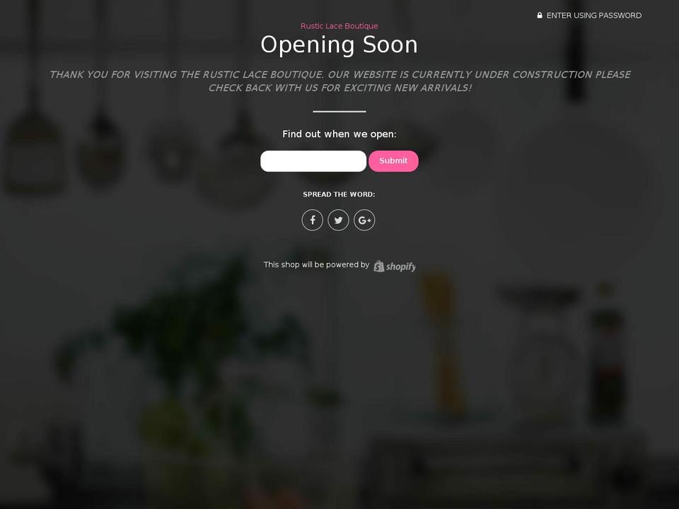 shoptherusticlace.com — Shopify storefront screenshot