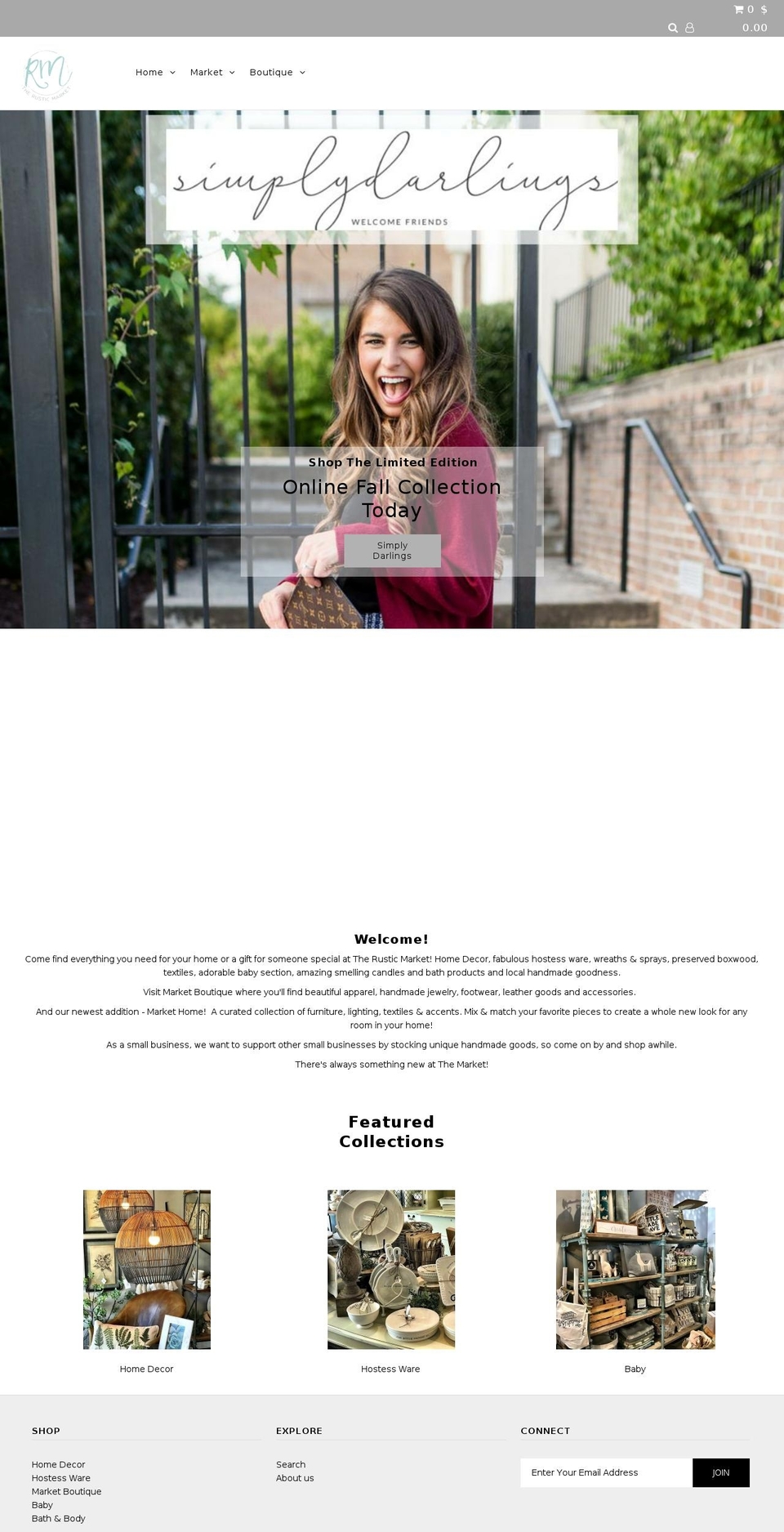 shoptherusticmarket.com shopify website screenshot