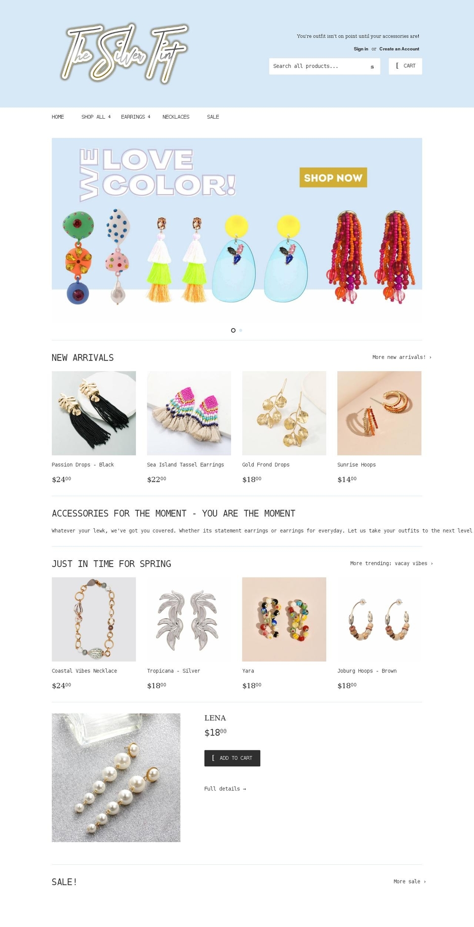 shopthesilvertint.com shopify website screenshot
