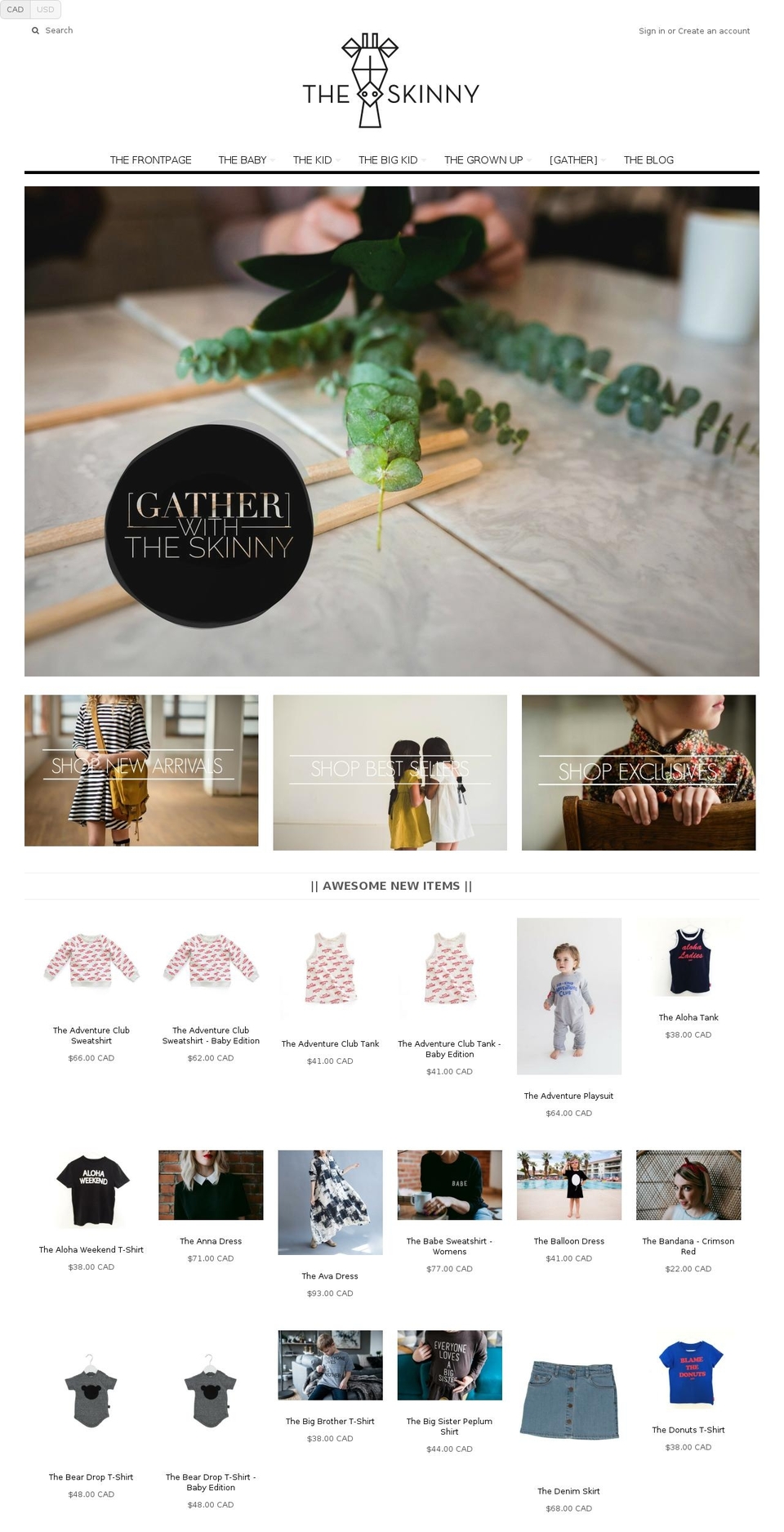 shoptheskinny.ca shopify website screenshot