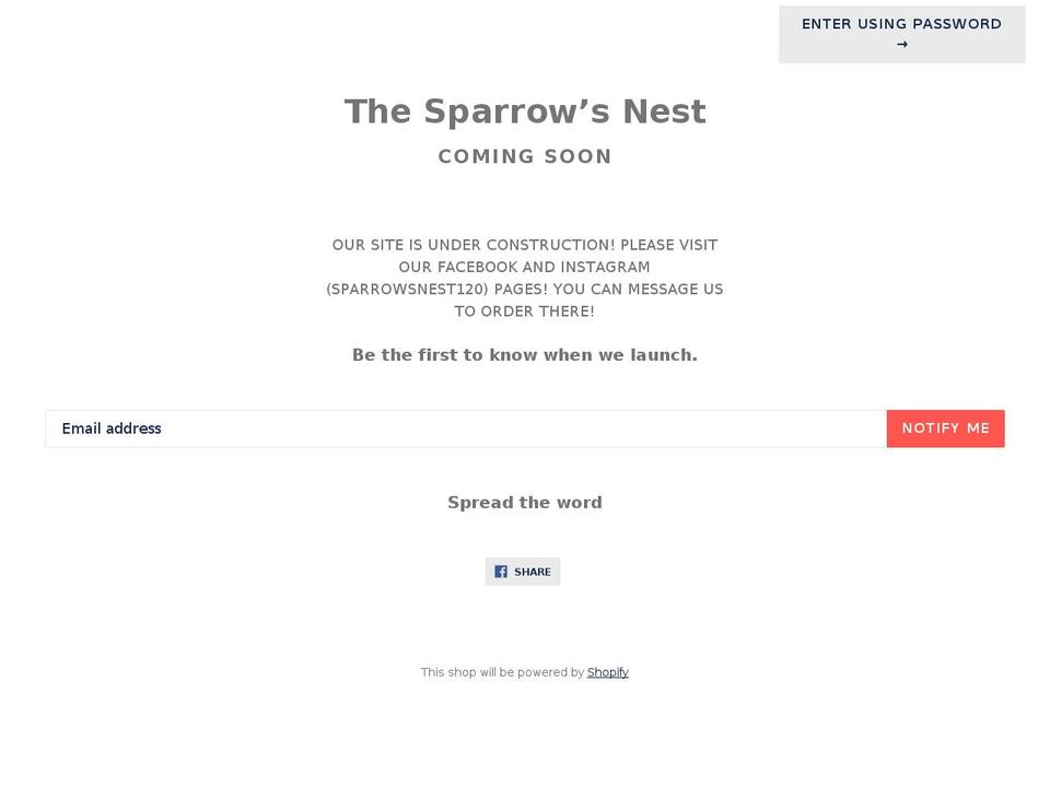 shopthesparrowsnest.com — Shopify storefront screenshot