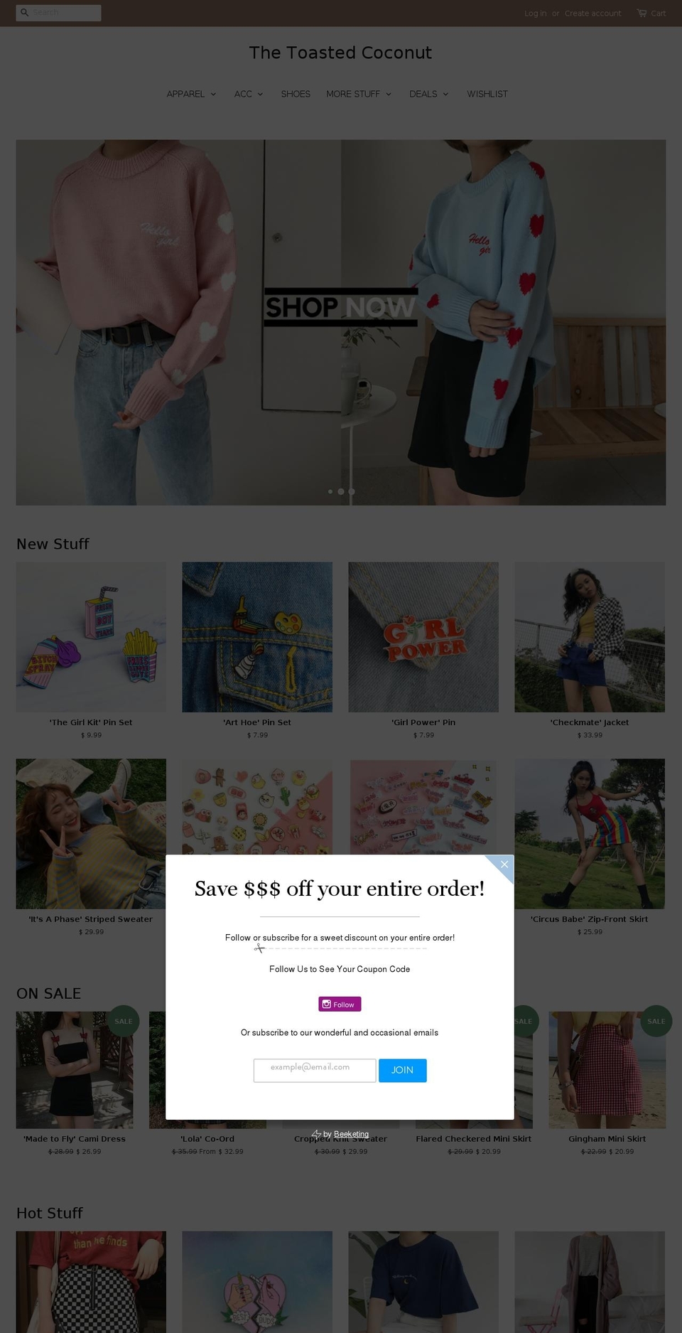 shopthetoastedcoconut.com — Shopify storefront screenshot