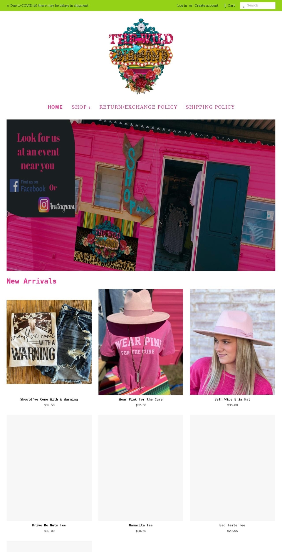shopthewilddiamond.com shopify website screenshot