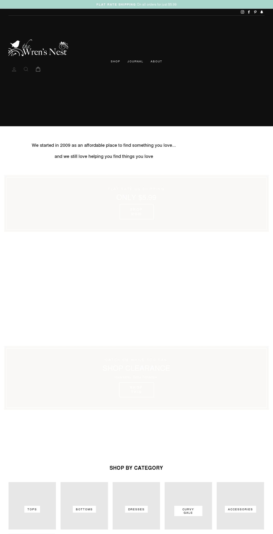 shopthewrensnest.com shopify website screenshot