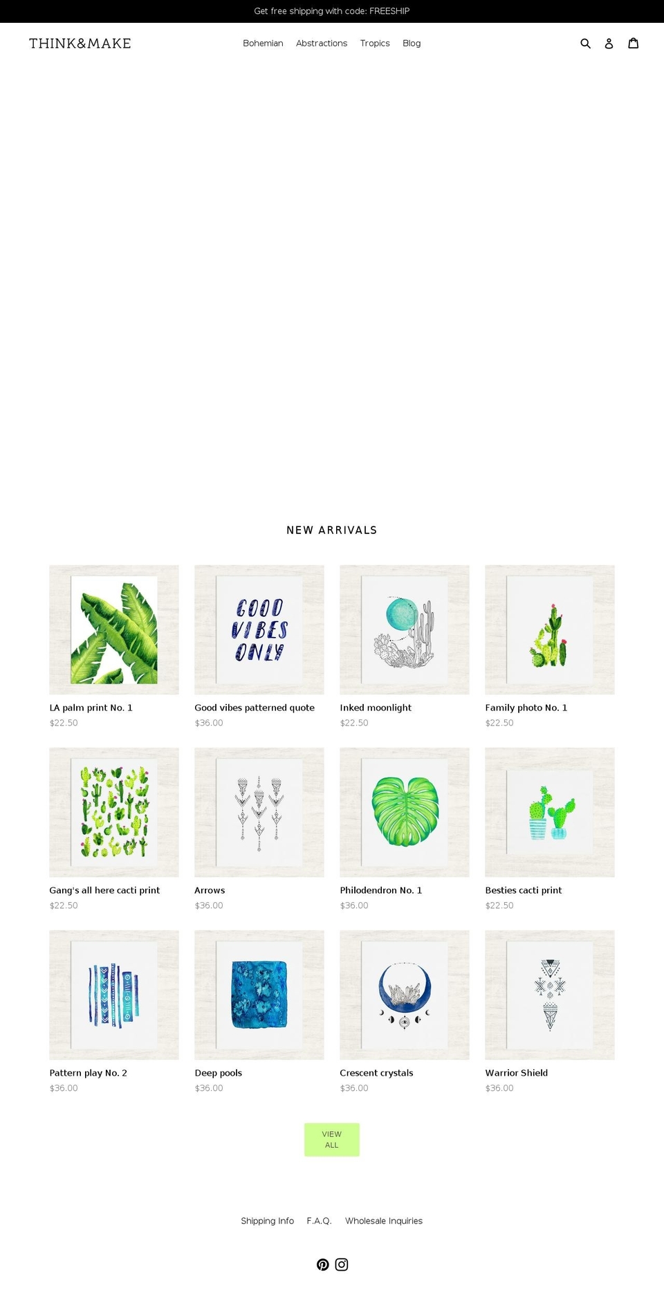 shopthinkandmake.com — Shopify storefront screenshot