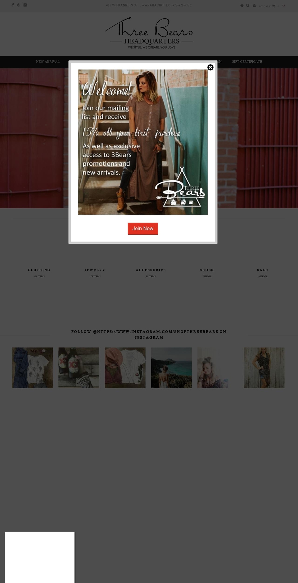 shopthreebears.com shopify website screenshot