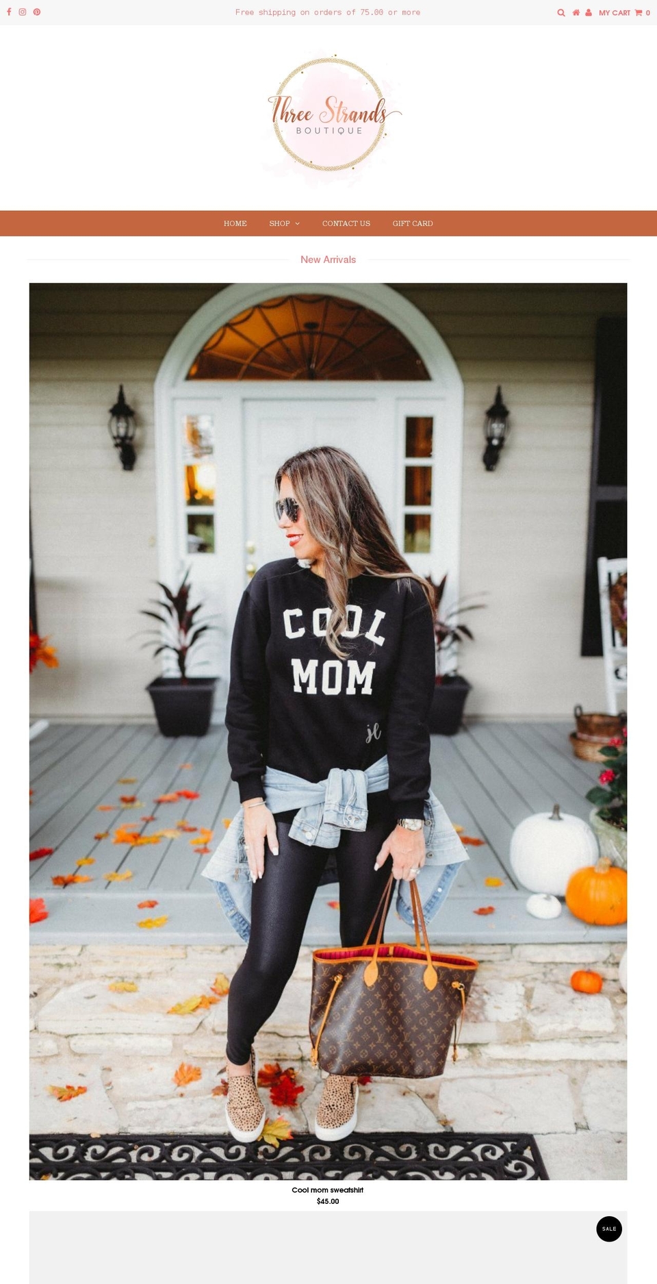 shopthreestrands.com shopify website screenshot
