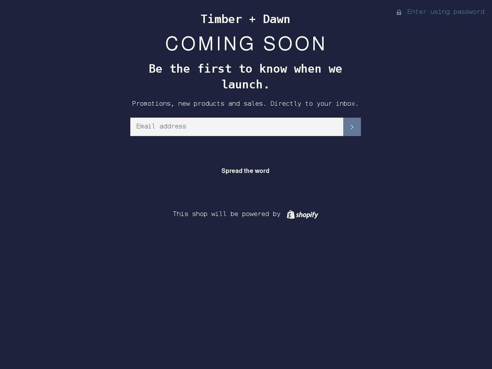 shoptimberdawn.com shopify website screenshot