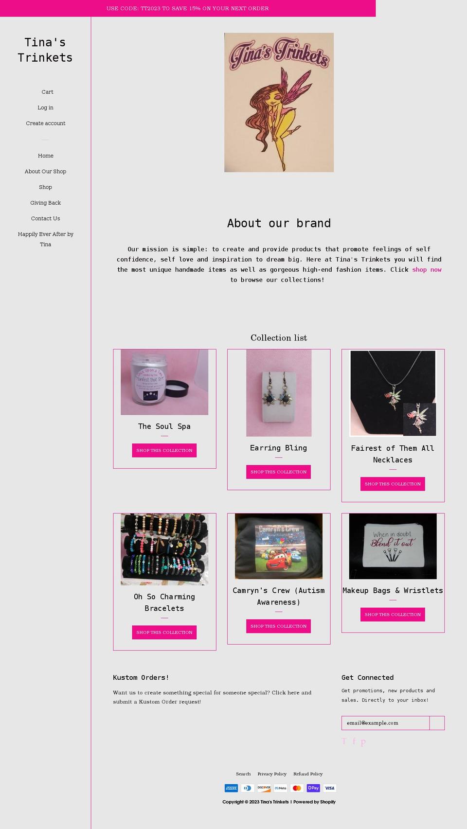 shoptinastrinkets.com shopify website screenshot