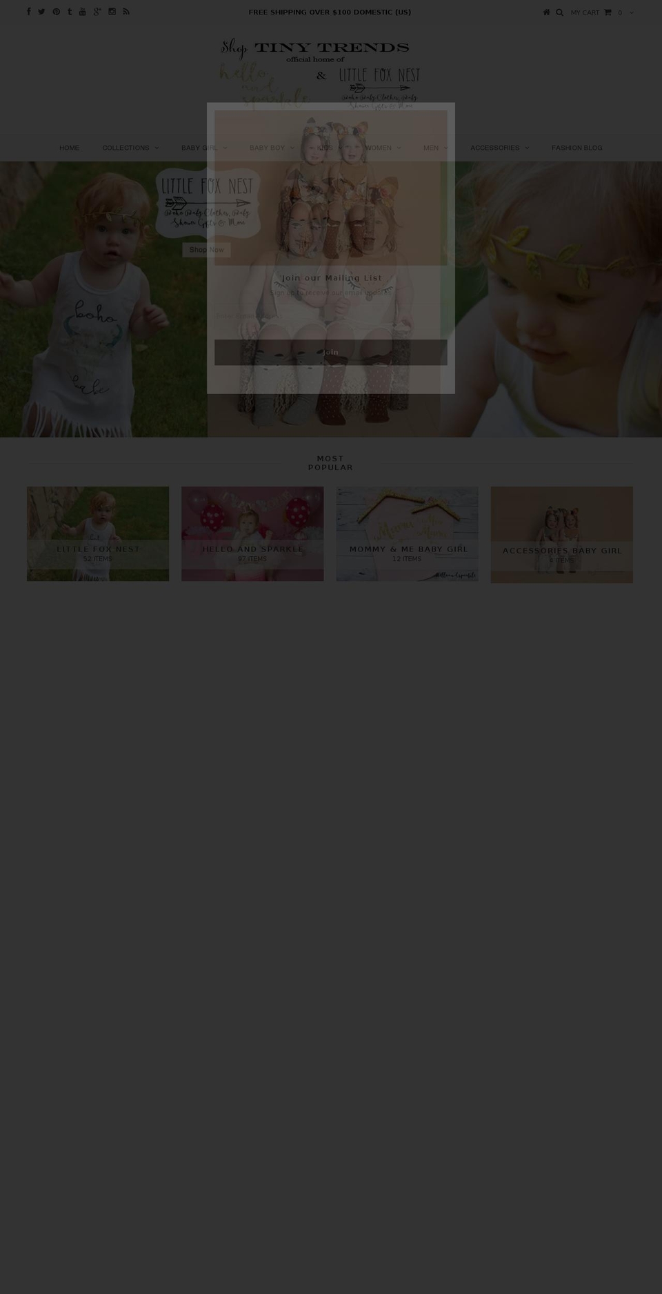 shoptinytrends.com shopify website screenshot