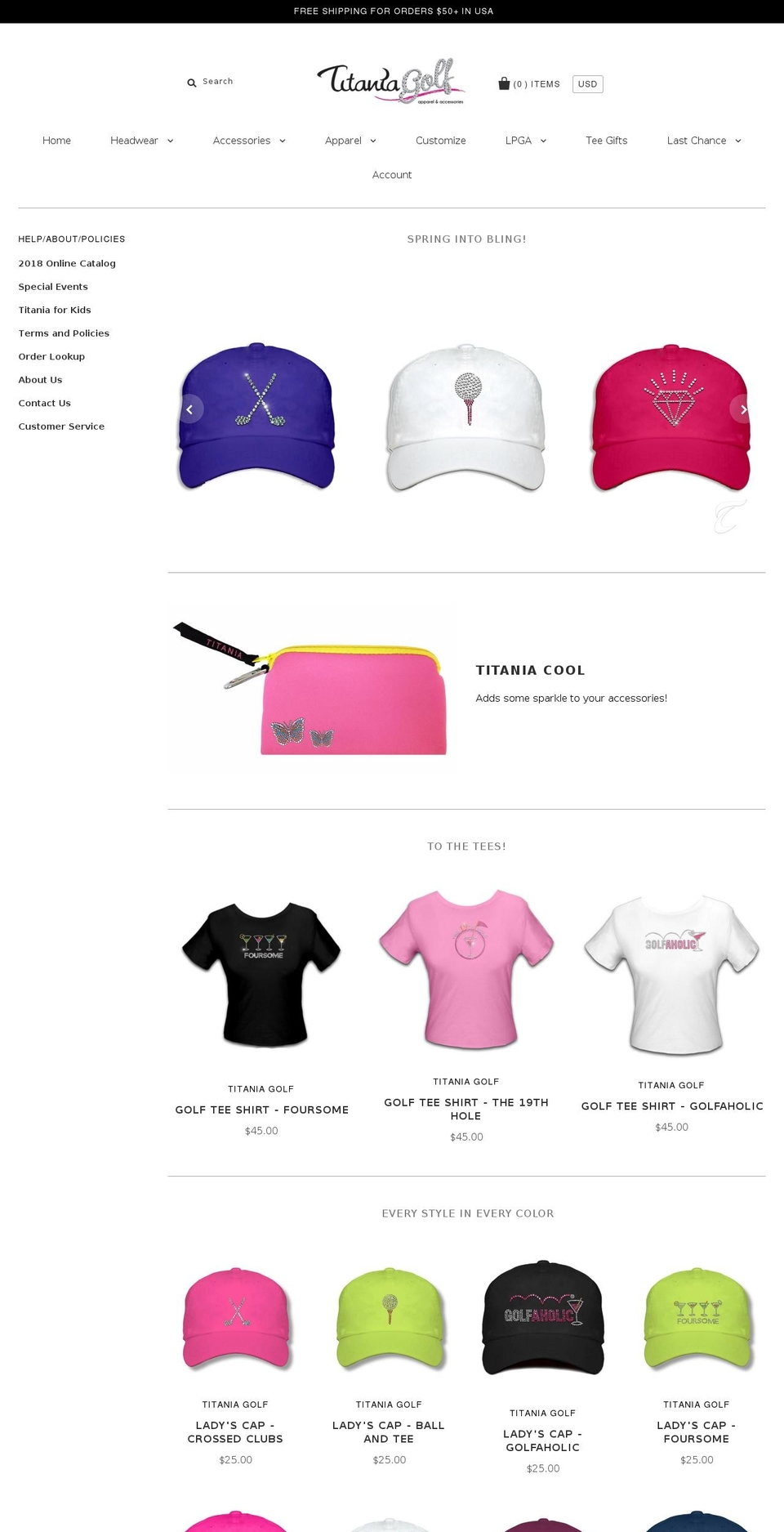 shoptitaniagolf.com — Shopify storefront screenshot