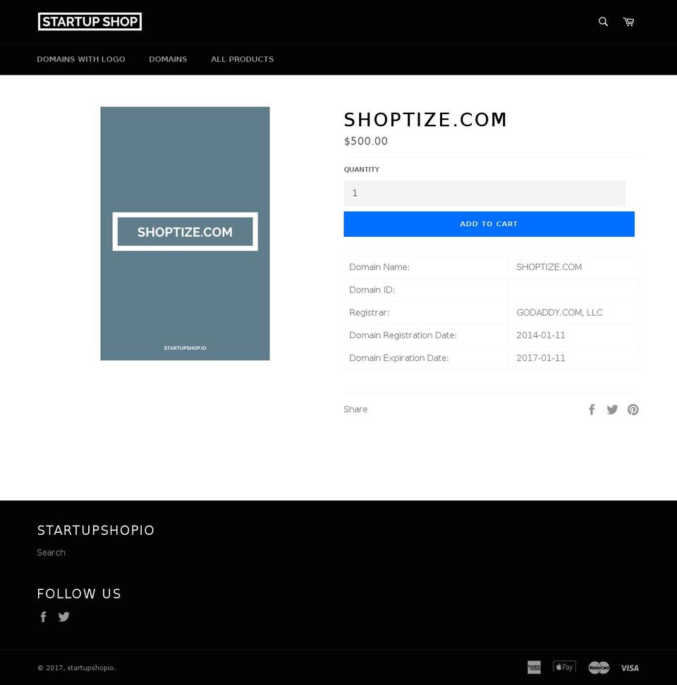 shoptize.com shopify website screenshot
