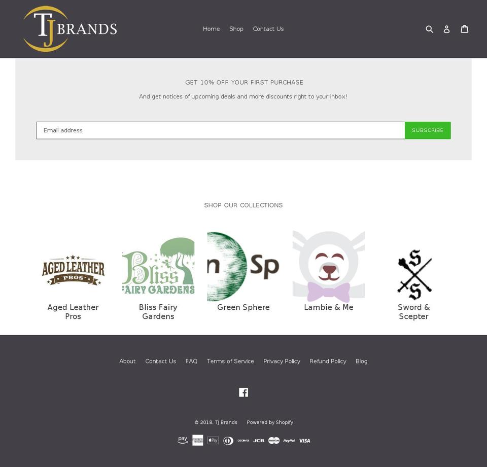 shoptjbrands.com — Shopify storefront screenshot