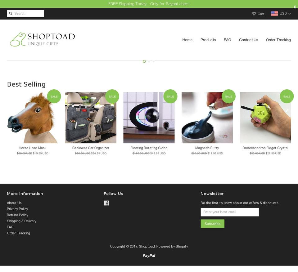 shoptoad.com shopify website screenshot