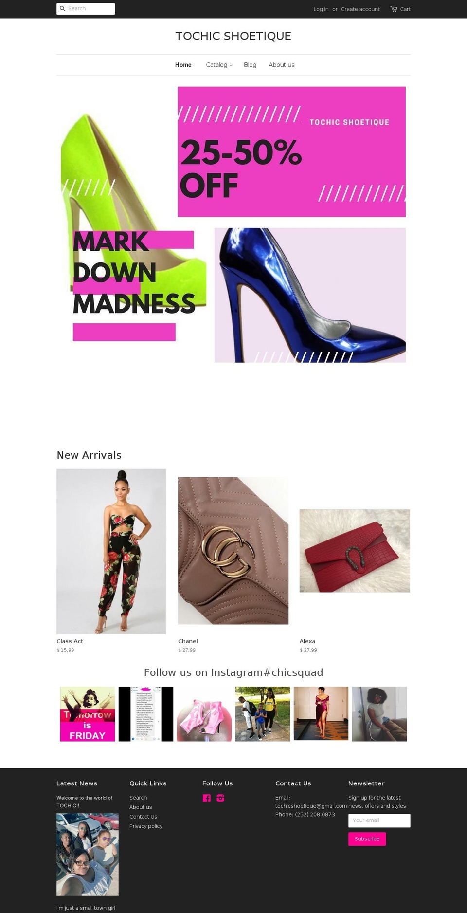 shoptochicshoetique.com — Shopify storefront screenshot