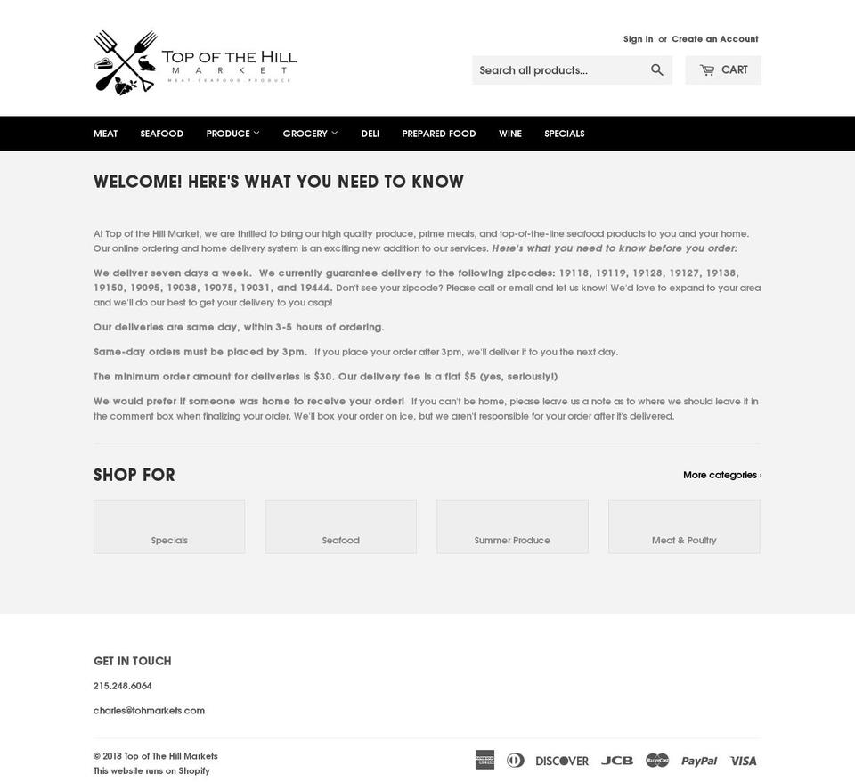 shoptohmarkets.com — Shopify storefront screenshot