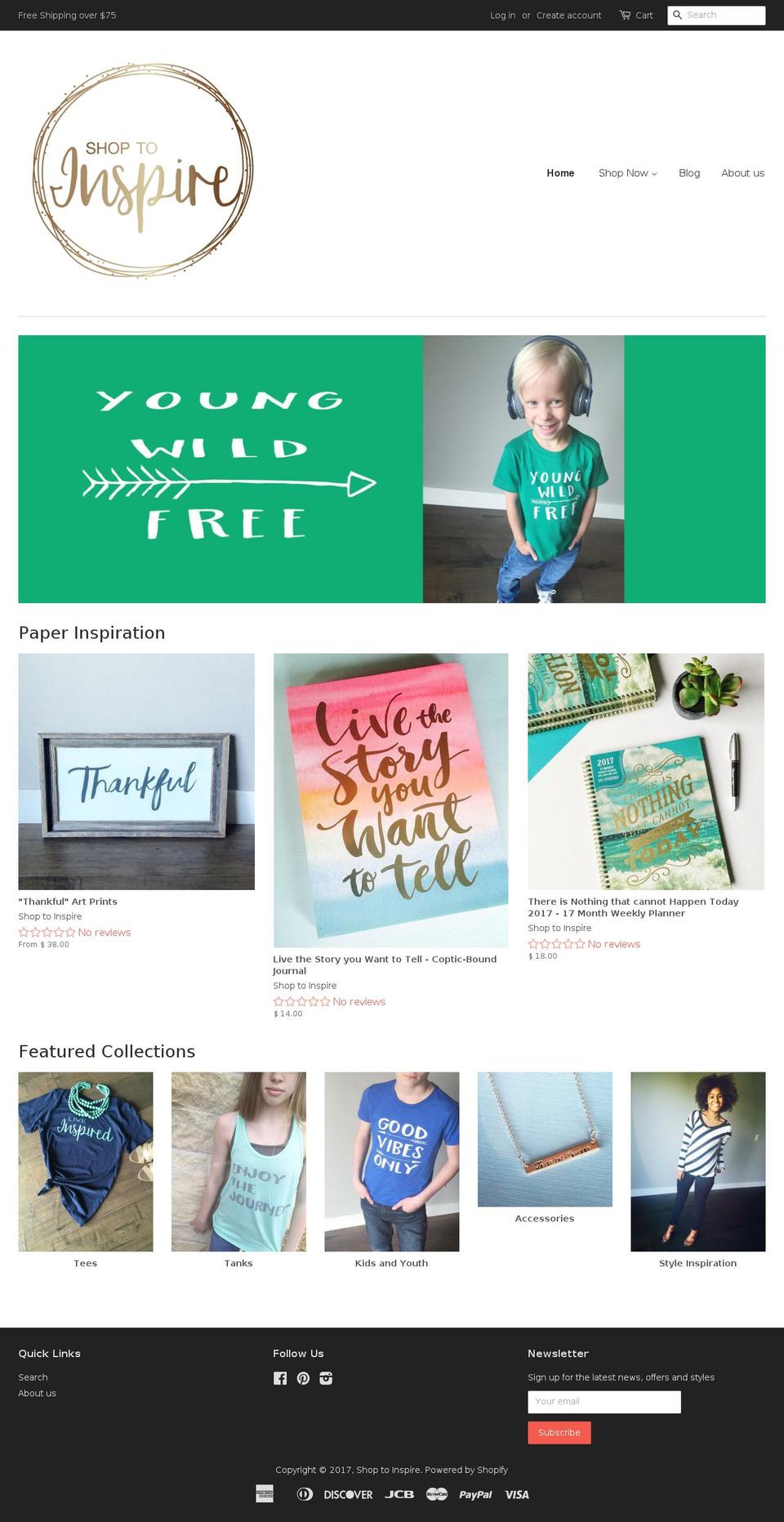 shoptoinspire.com shopify website screenshot