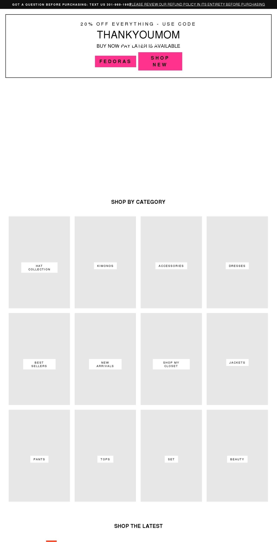 shoptomgfashion.com shopify website screenshot