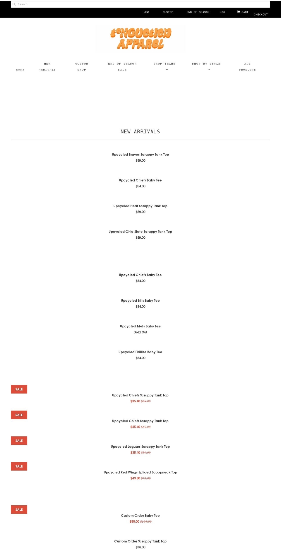 shoptonguetied.com shopify website screenshot