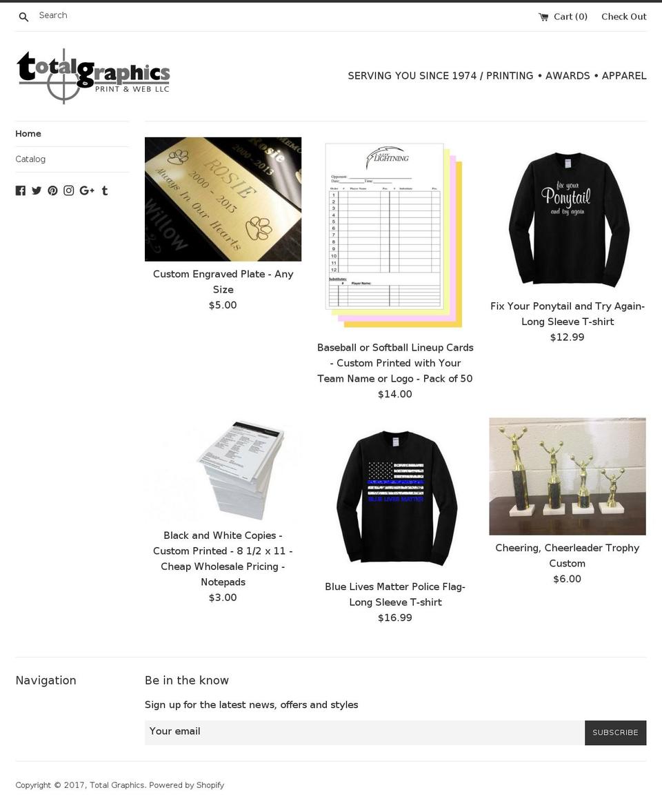 shoptotalgraphics.com shopify website screenshot