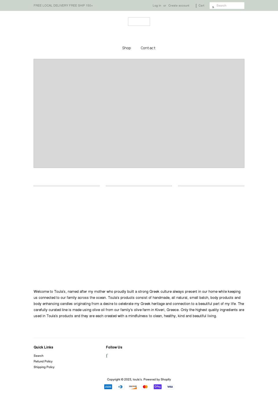 shoptoulas.com shopify website screenshot