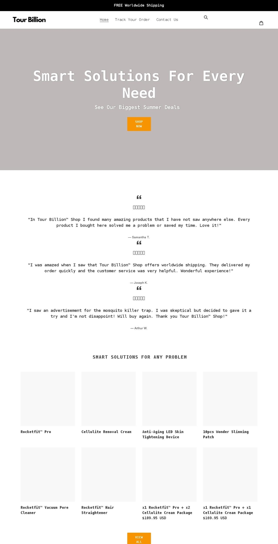 shoptourbillion.com shopify website screenshot