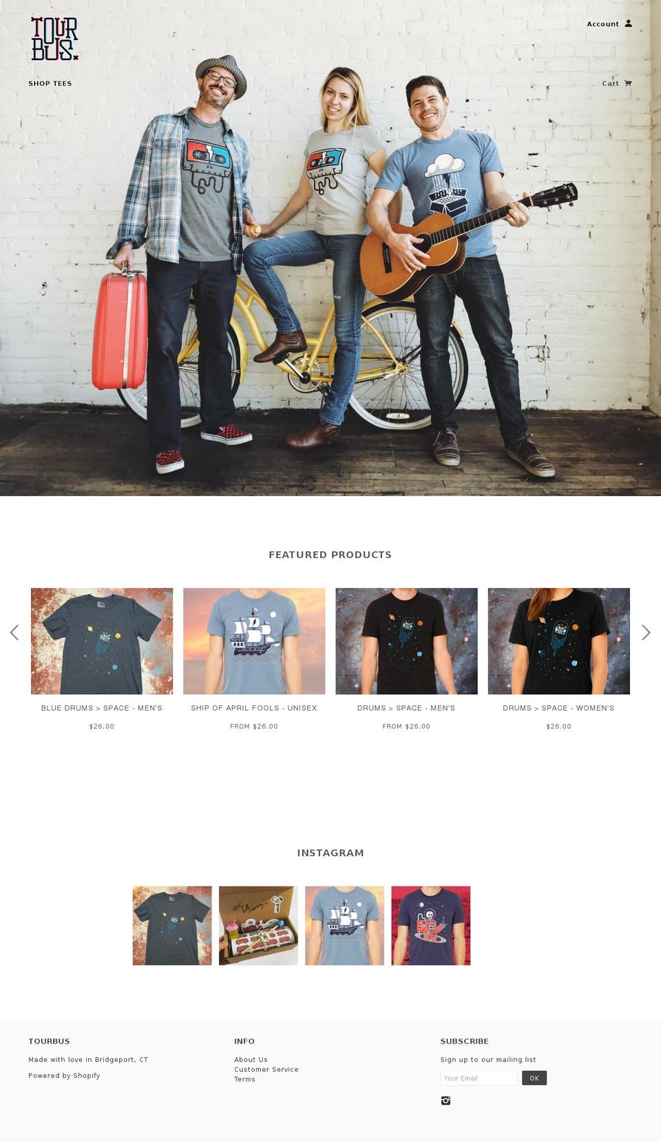 shoptourbus.com shopify website screenshot