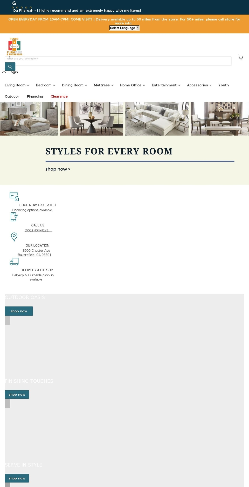 shoptownfurniture.com shopify website screenshot