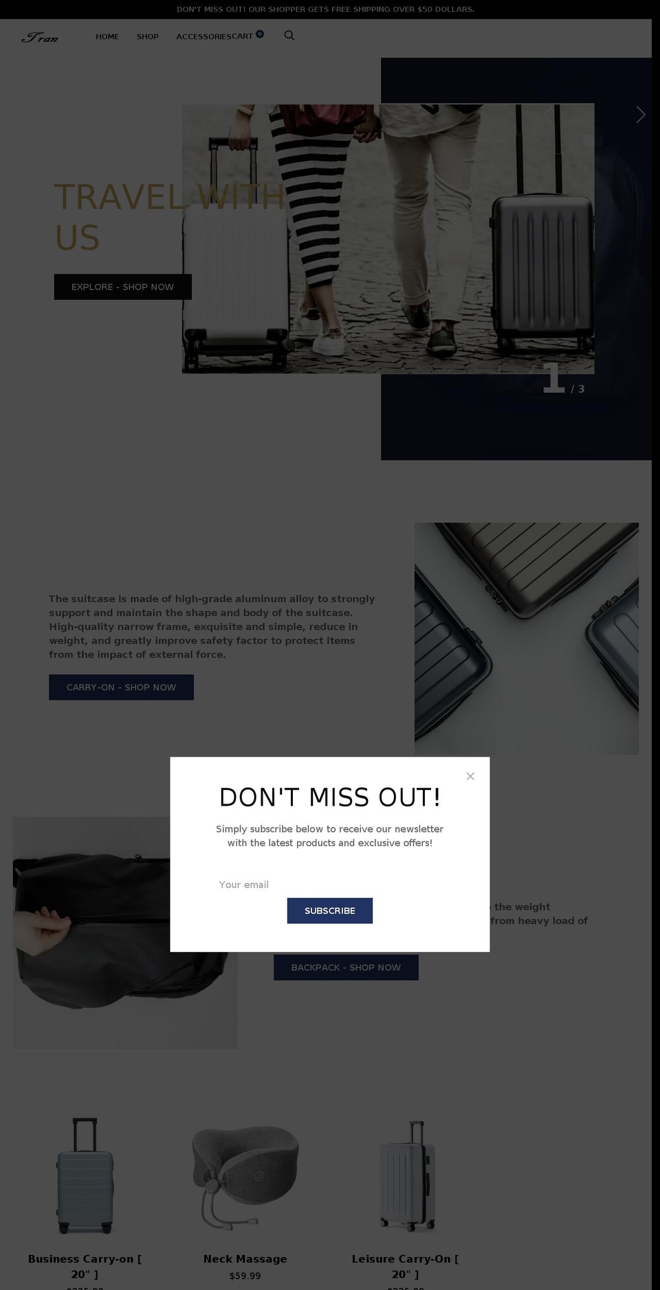 shoptran.com — Shopify storefront screenshot