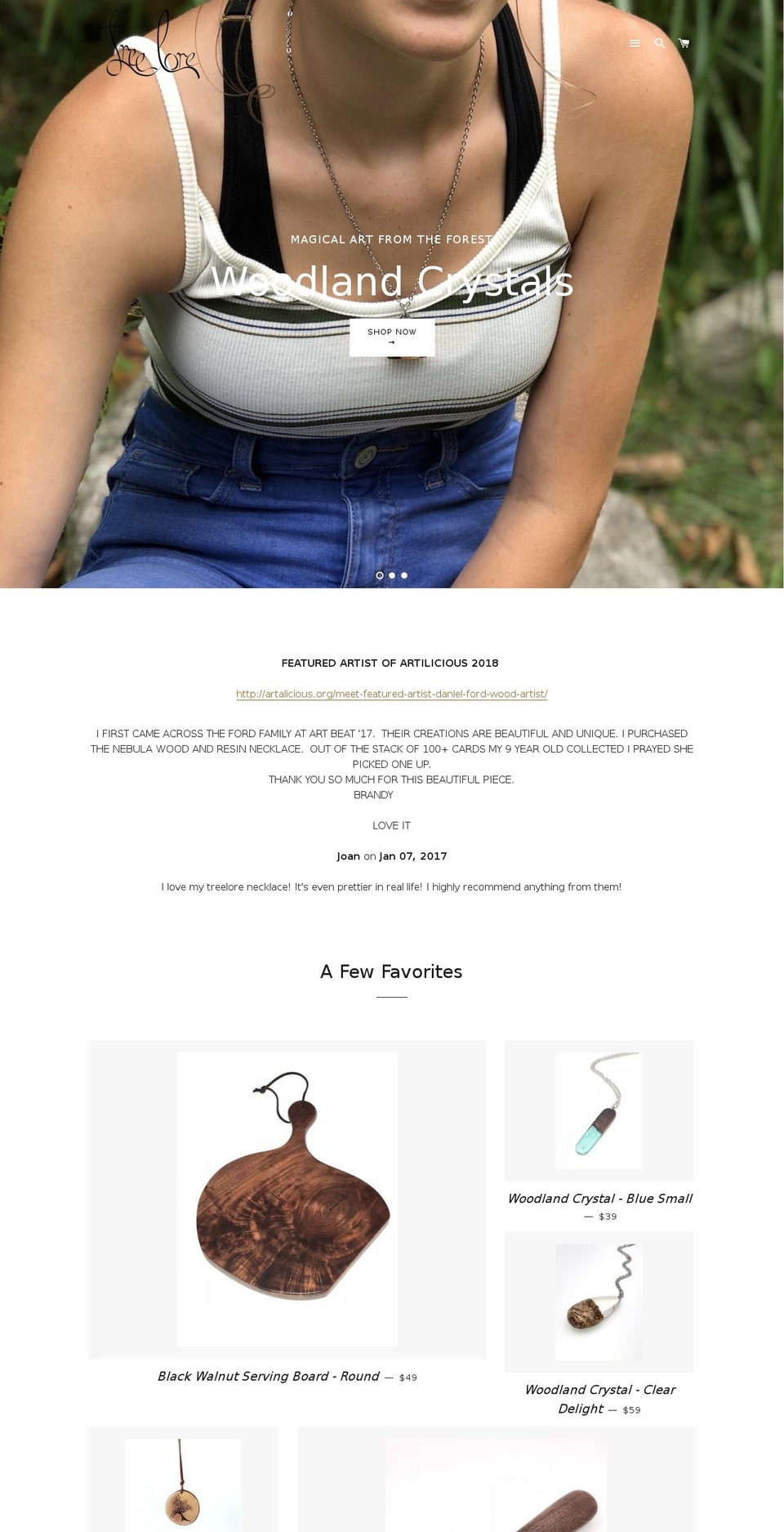 shoptreelore.com — Shopify storefront screenshot