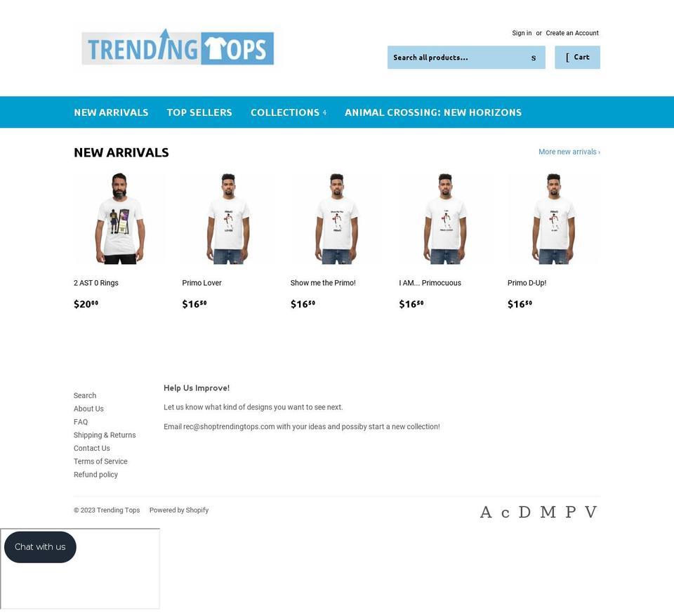 shoptrendingtops.com shopify website screenshot