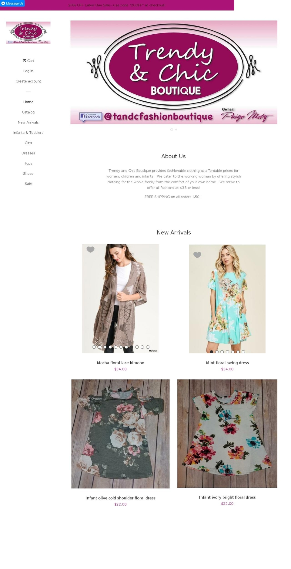 shoptrendyandchicboutique.com — Shopify storefront screenshot