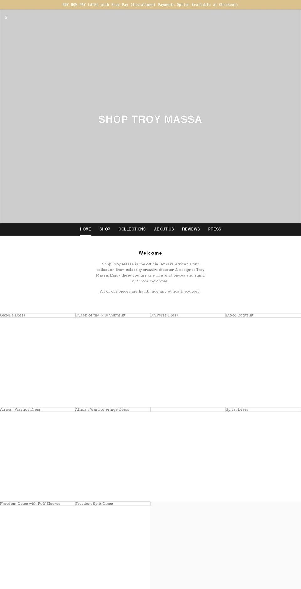 shoptroymassa.com shopify website screenshot