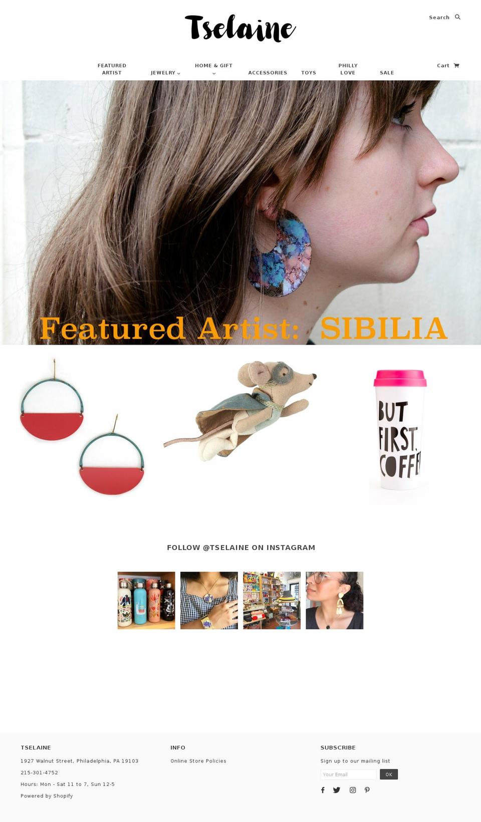 shoptselaine.com shopify website screenshot