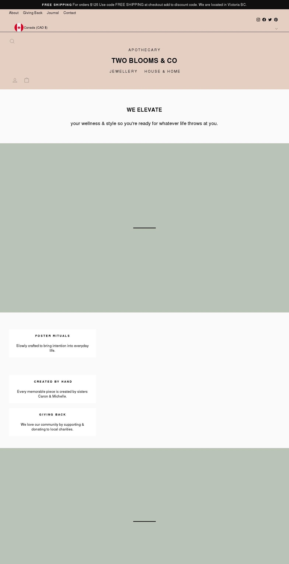 shoptwoblooms.com shopify website screenshot