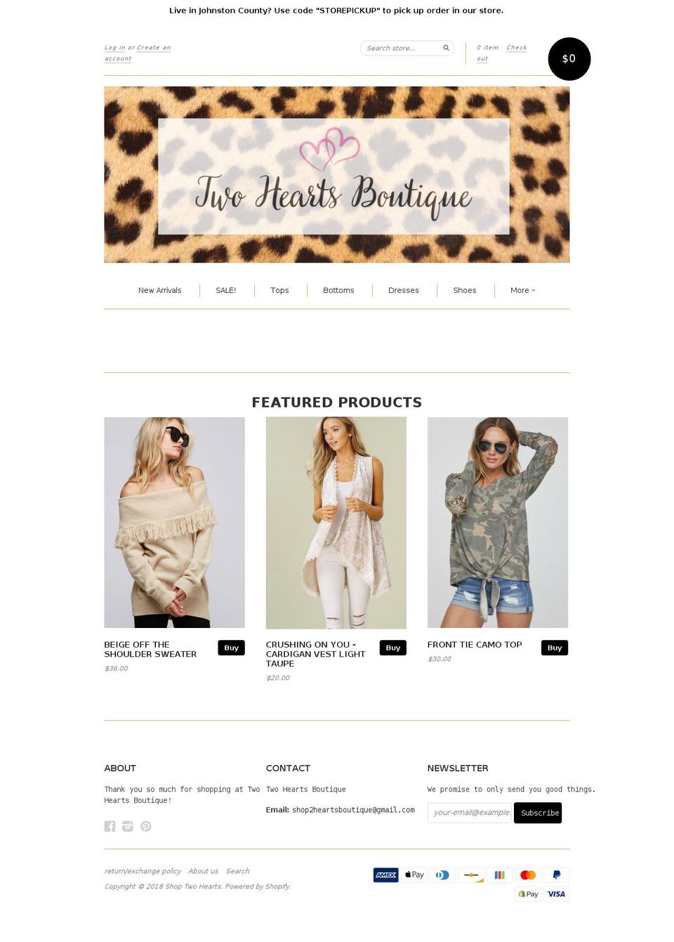shoptwoheartsnc.com shopify website screenshot