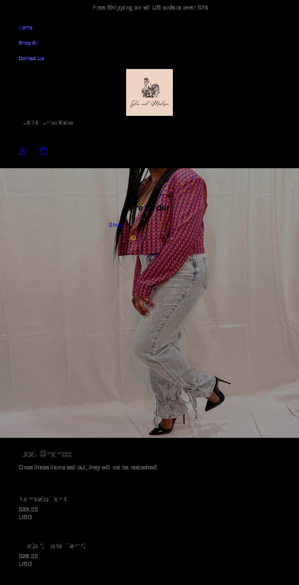 shoptylerandmadison.com shopify website screenshot