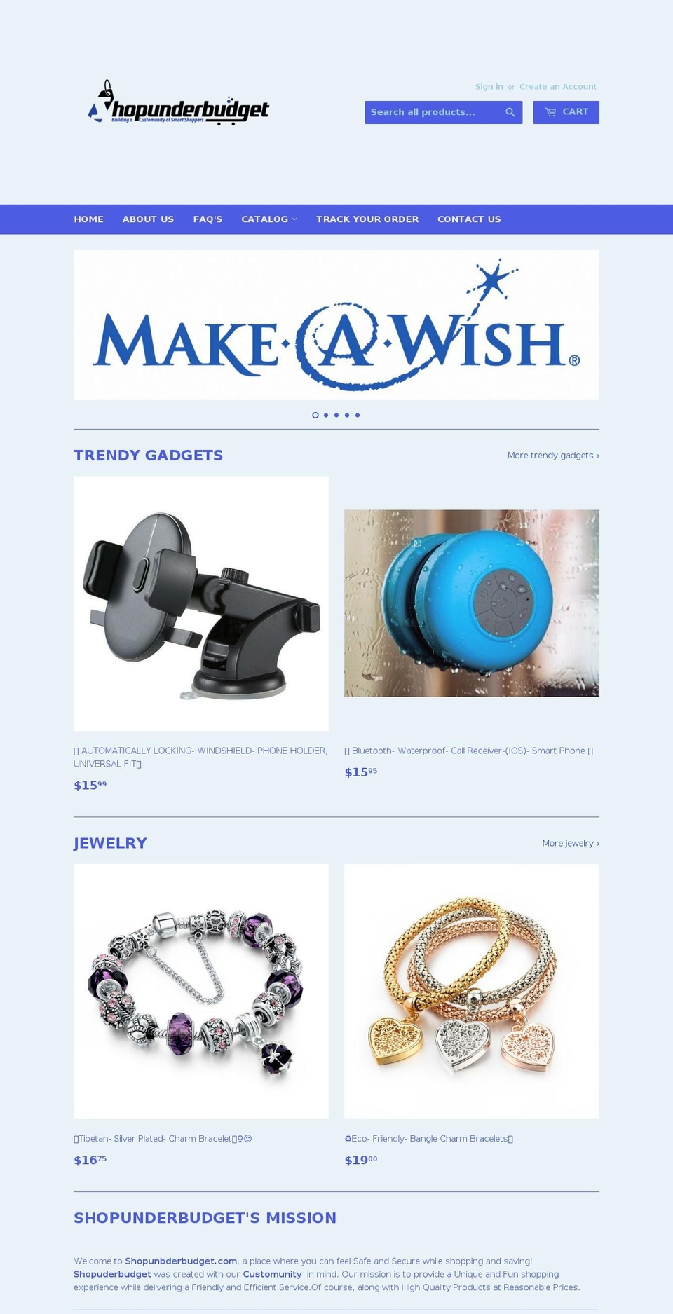 shopunderbudget.com — Shopify storefront screenshot
