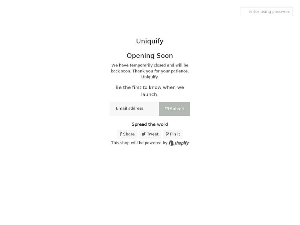 shopuniquify.com shopify website screenshot