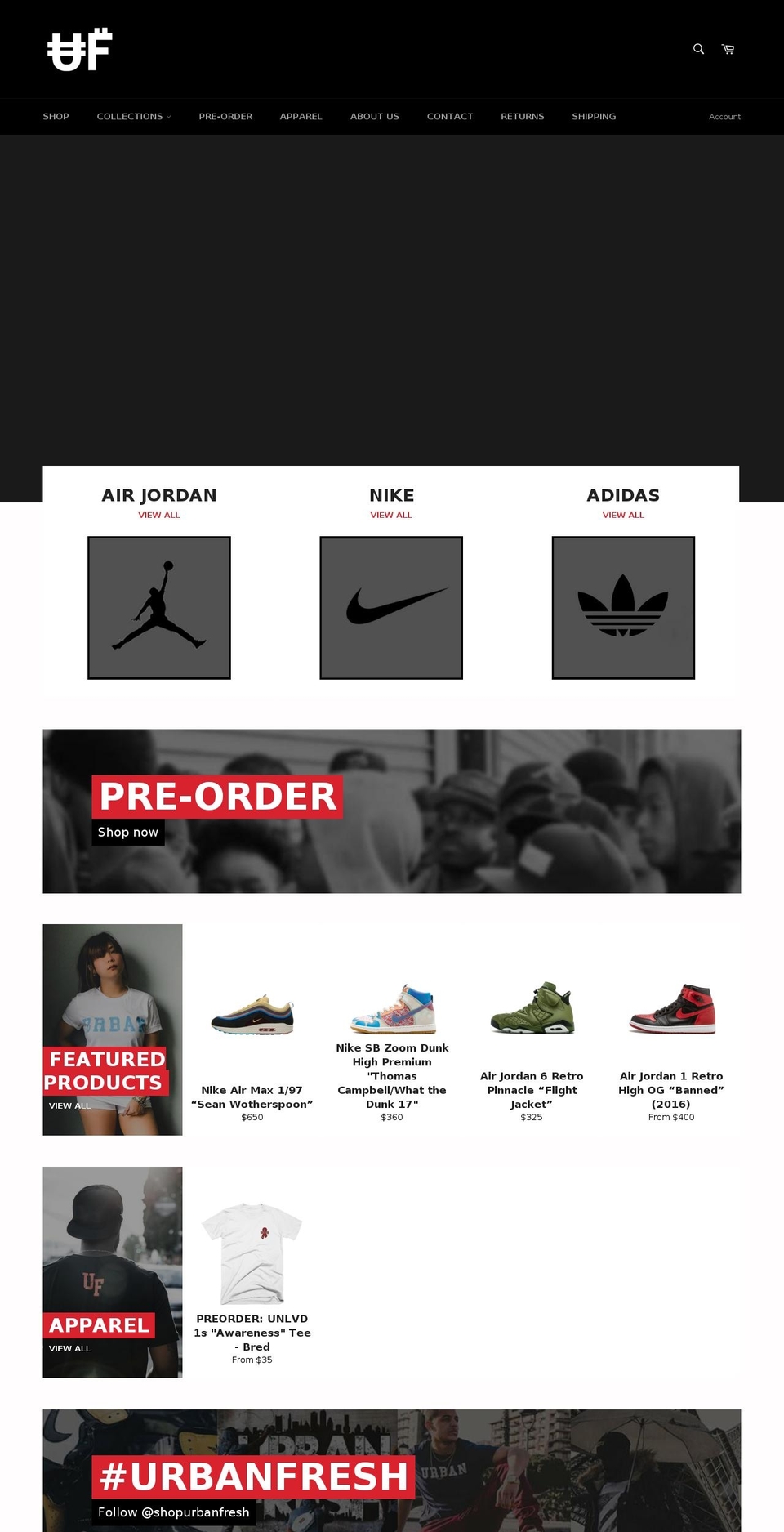 shopurbanfresh.com shopify website screenshot