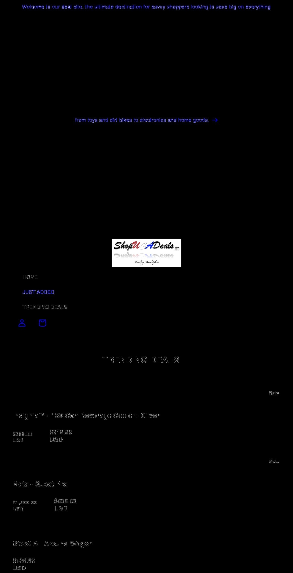 shopusadeals.com shopify website screenshot