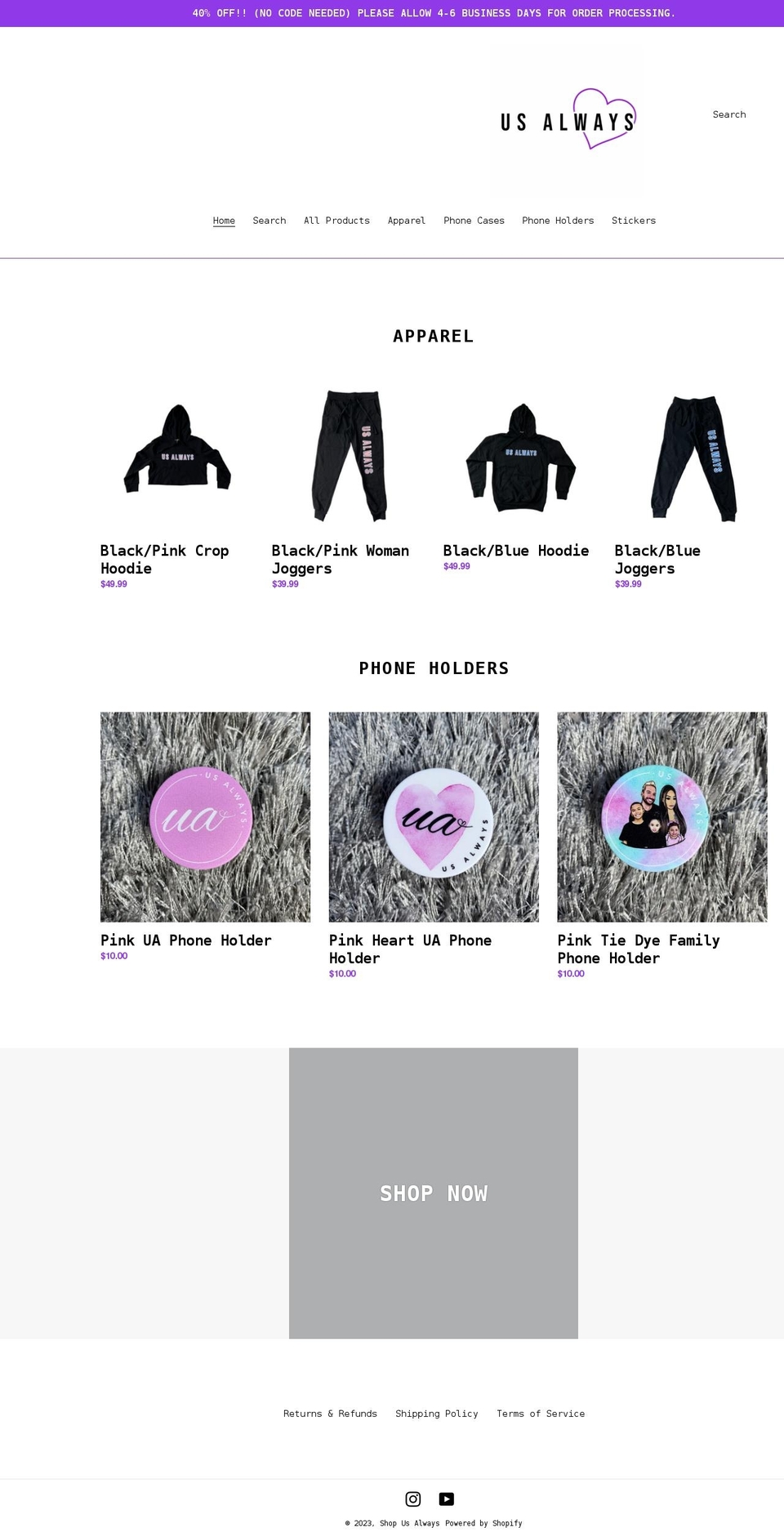 shopusalways.com shopify website screenshot