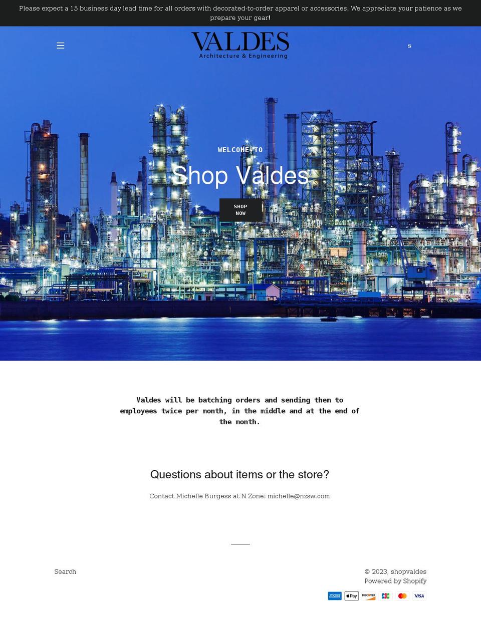 shopvaldes.com shopify website screenshot