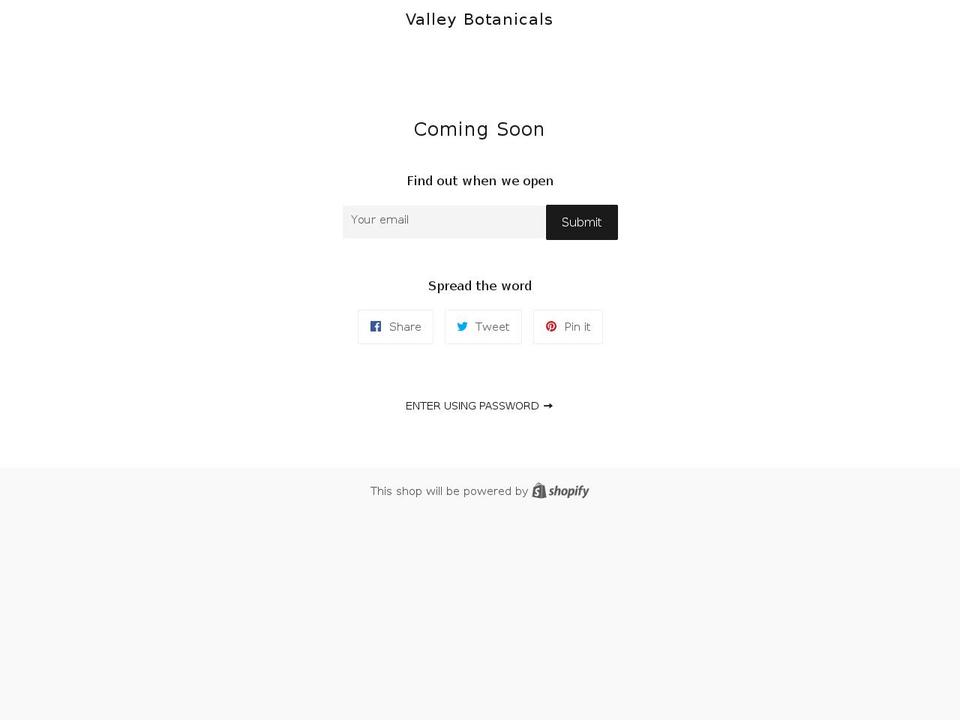 shopvalleybotanicals.com shopify website screenshot