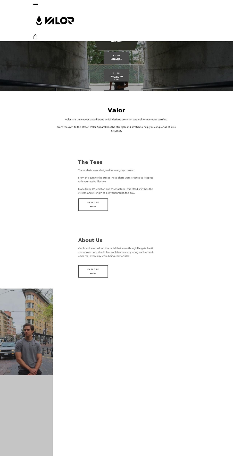 shopvalorapparel.com — Shopify storefront screenshot