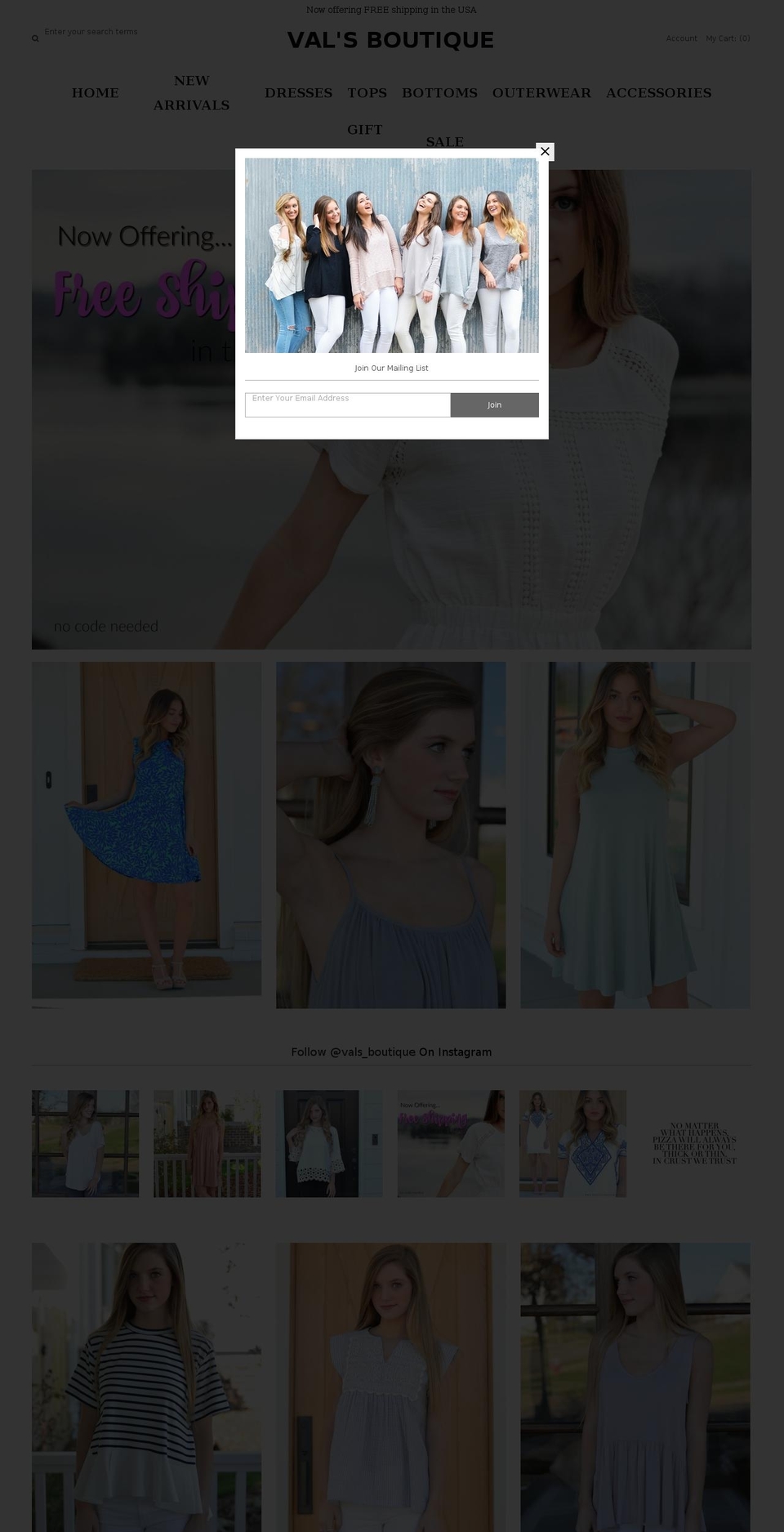 shopvalsboutique.com shopify website screenshot