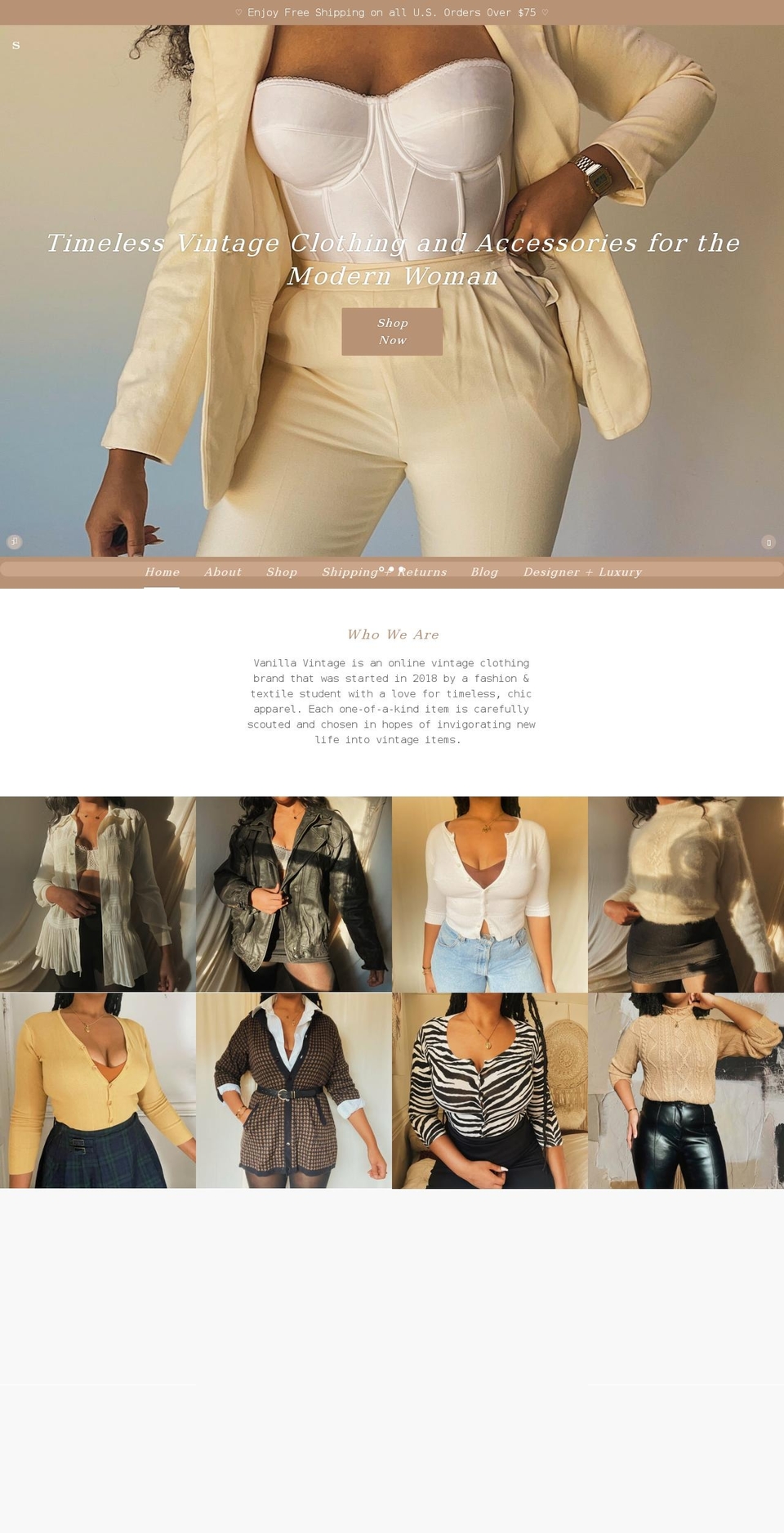 shopvanillavintage.com shopify website screenshot