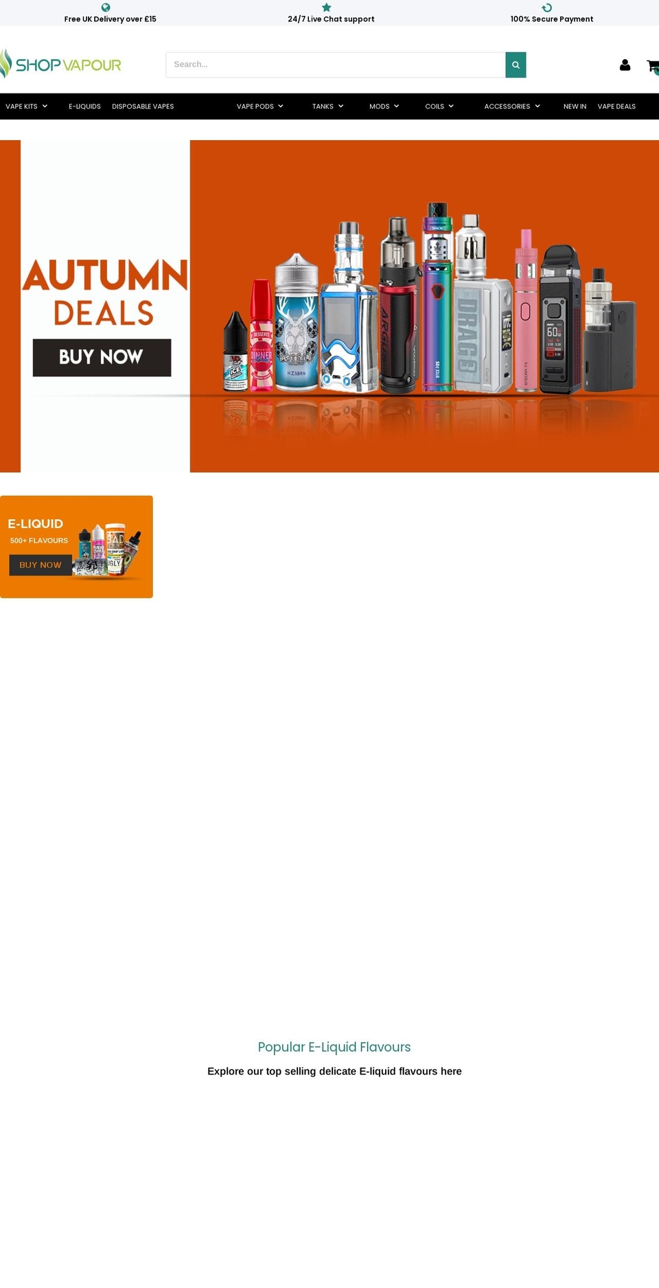 shopvapour.co.uk shopify website screenshot